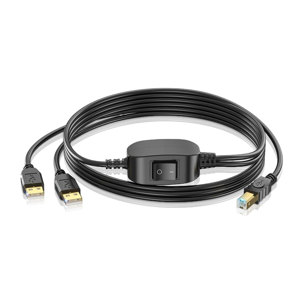 Verilux® 5FT Printer Cable with Switcher, Dual USB to USB-B Printer Cable for Two Computers Nylon Gold Plated Printer Cable for HP, Canon, Dell, Epson, Lexmark, Xerox, Samsung and More Verilux® 5FT Printer Cable with Switcher, Dual USB to USB-B Printer Cable for Two Computers Nylon Gold Plated Printer Cable for HP, Canon, Dell, Epson, Lexmark, Xerox, Samsung and More